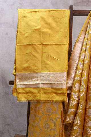 Mustard Yellow Banarasi Silk Saree-SRMYBSS446