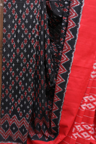 Black Pochampalli Cotton Ikat Saree-SRBPCIS176