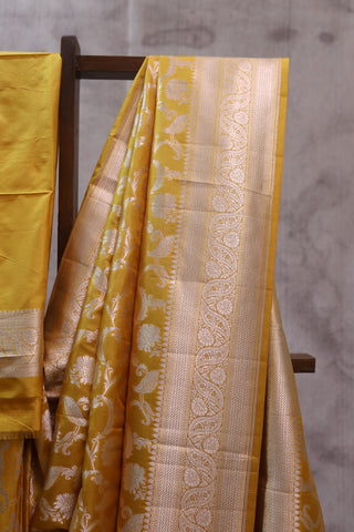 Mustard Yellow Banarasi Silk Saree-SRMYBSS446