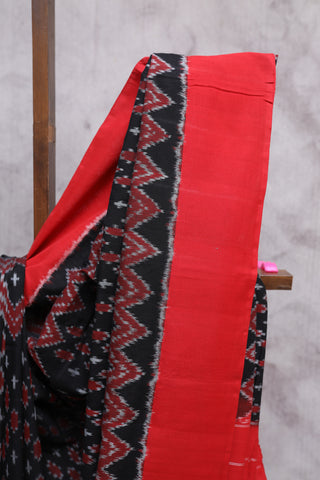 Black Pochampalli Cotton Ikat Saree-SRBPCIS176