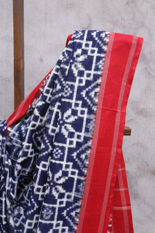 Dark Blue Pochampalli Cotton Ikat Saree-SRDBPCIS183