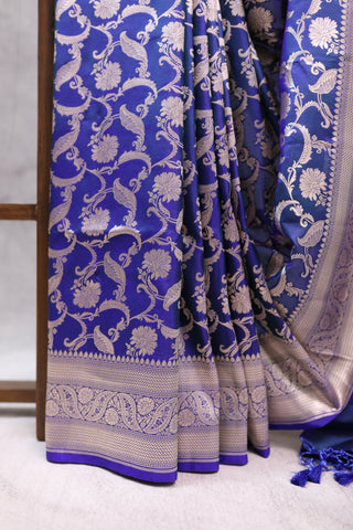 Blue Banarasi Silk Saree-SRBBSS449