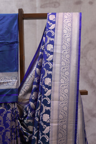 Blue Banarasi Silk Saree-SRBBSS449