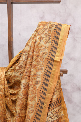 Mustard Yellow HBP Cotton Silk Chanderi Saree-SRMYCSCS559