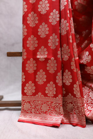 Red Banarasi Silk Saree-SRRBSS453