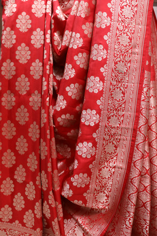 Red Banarasi Silk Saree-SRRBSS453