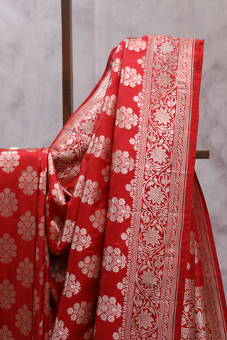 Red Banarasi Silk Saree-SRRBSS453