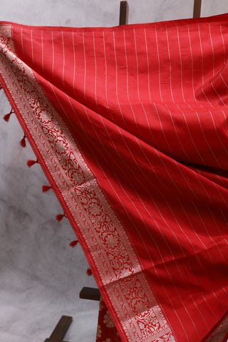 Red Banarasi Silk Saree-SRRBSS453