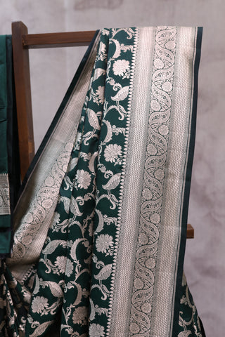 Dark Green Banarasi Silk Saree-SRGBSS464