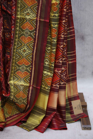 Maroon Rajkot Patola Silk Saree-SRMRPSS05EX