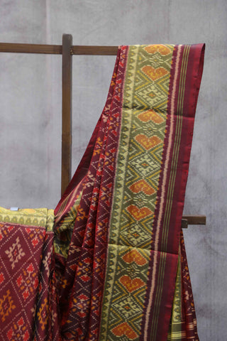 Maroon Rajkot Patola Silk Saree-SRMRPSS05EX