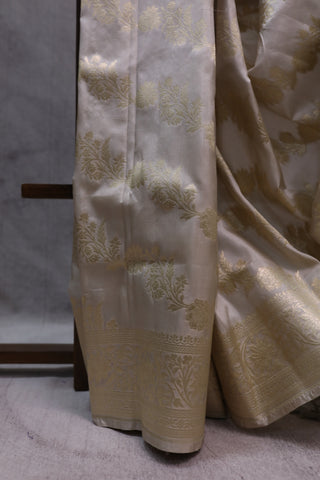 Off White Banarasi Silk Saree-SROWBSS463