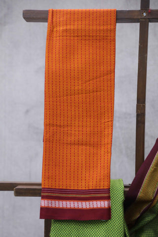 Parrot Green Plain Khun Saree With Border-SRPGPKS150