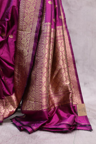 Magenta Banarasi Silk Saree-SRMBSS459