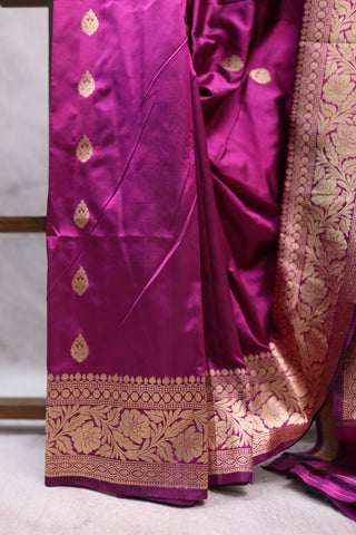 Magenta Banarasi Silk Saree-SRMBSS459