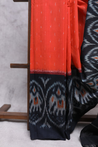 Orange Pochampalli Cotton Ikat Saree-SROPCIS185