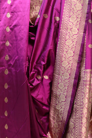 Magenta Banarasi Silk Saree-SRMBSS459