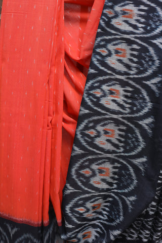 Orange Pochampalli Cotton Ikat Saree-SROPCIS185