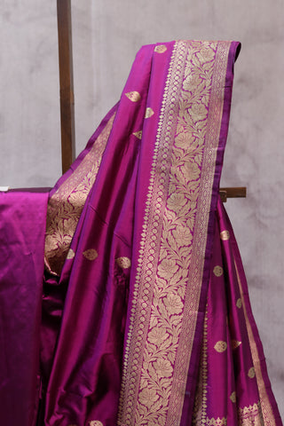 Magenta Banarasi Silk Saree-SRMBSS459