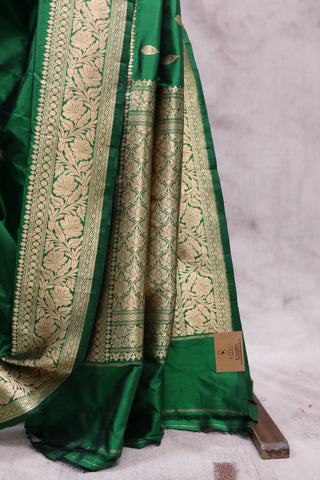 Green Banarasi Silk Saree-SRGBSS460