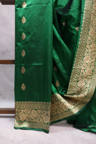 Green Banarasi Silk Saree-SRGBSS460