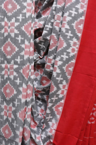 Grey Pochampalli Cotton Ikat Saree-SRGPCIS170