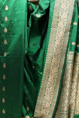 Green Banarasi Silk Saree-SRGBSS460