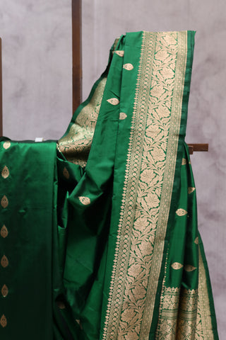 Green Banarasi Silk Saree-SRGBSS460