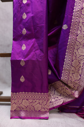 Purple Banarasi Silk Saree-SRPBSS457