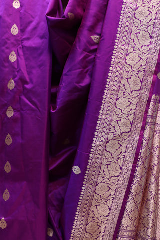 Purple Banarasi Silk Saree-SRPBSS457