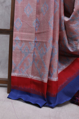 Light Red Pochampalli Cotton Ikat Saree-SRLRPCIS175