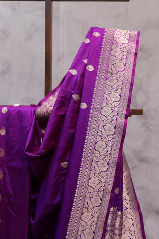 Purple Banarasi Silk Saree-SRPBSS457