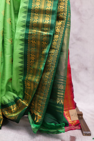 Pastel Green Cotton Silk Gadwal Saree - SRPGCSGS348