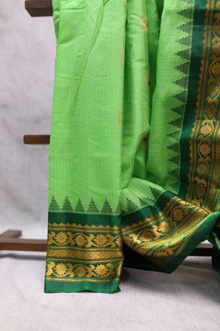 Pastel Green Cotton Silk Gadwal Saree - SRPGCSGS348