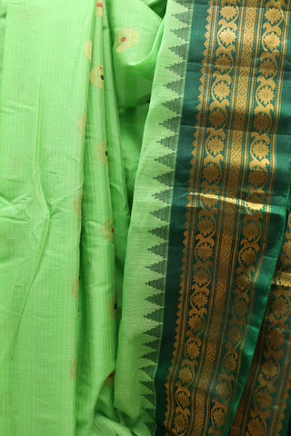 Pastel Green Cotton Silk Gadwal Saree - SRPGCSGS348