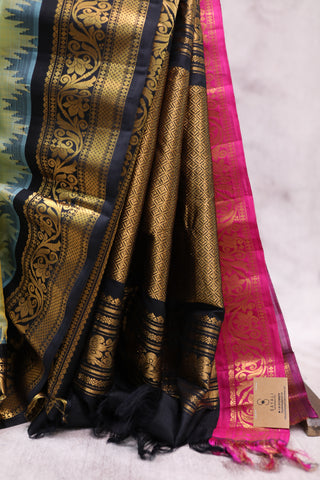 Aqua Green Cotton Silk  Gadwal Saree - SRAGCSGS352