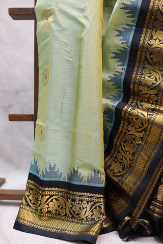 Aqua Green Cotton Silk  Gadwal Saree - SRAGCSGS352