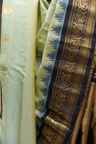 Aqua Green Cotton Silk  Gadwal Saree - SRAGCSGS352