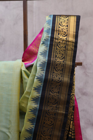 Aqua Green Cotton Silk  Gadwal Saree - SRAGCSGS352