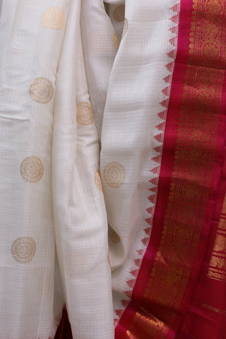 White Cotton Silk Gadwal Saree - SRWCSGS349