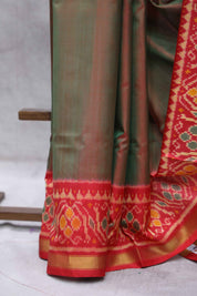 Two Tone Green Rajkot Patola Silk Saree-SRTTGRPSS123