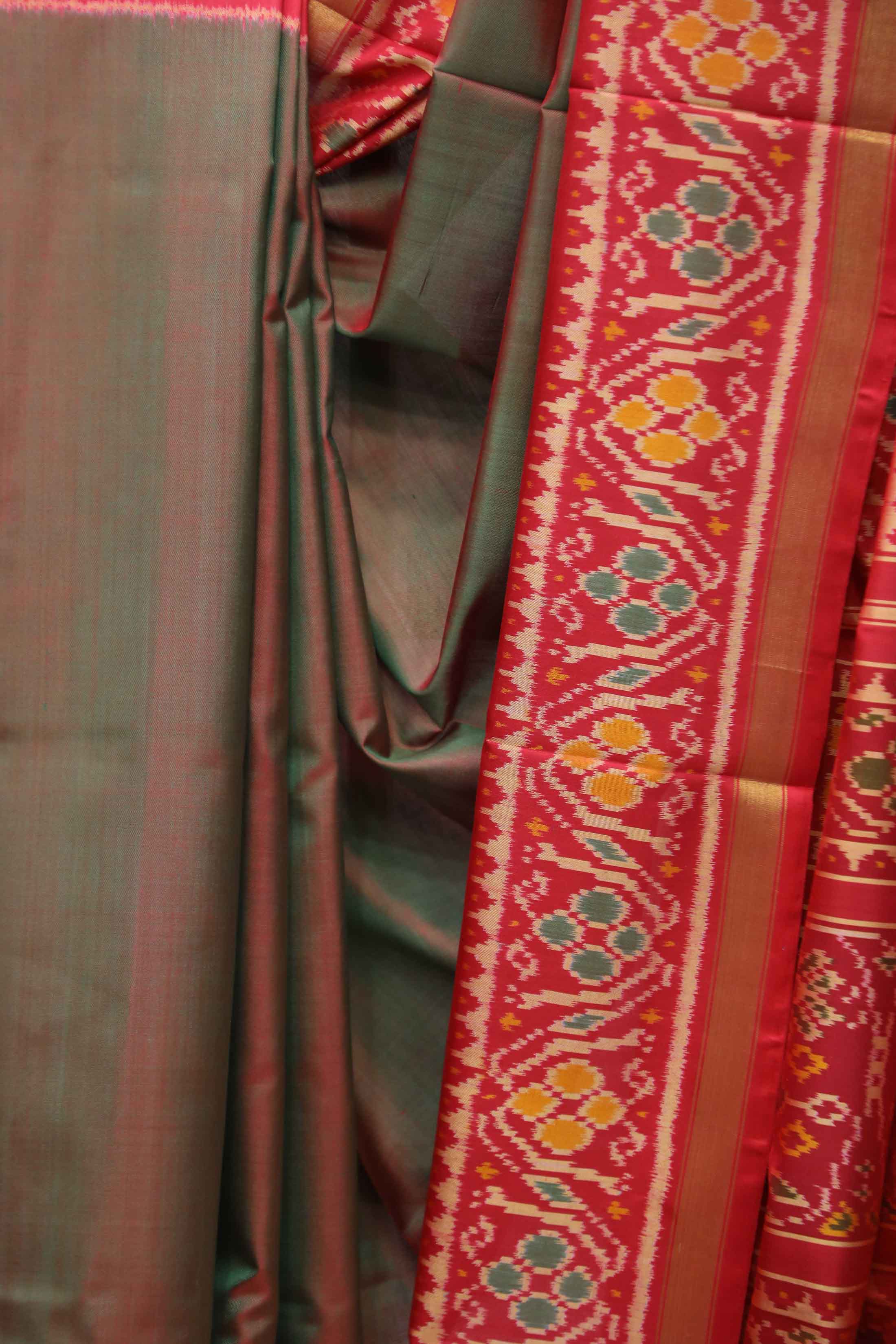 Two Tone Green Rajkot Patola Silk Saree-SRTTGRPSS123