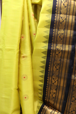 Neon Yellow Cotton Silk Gadwal Saree - SRNYCSGS350