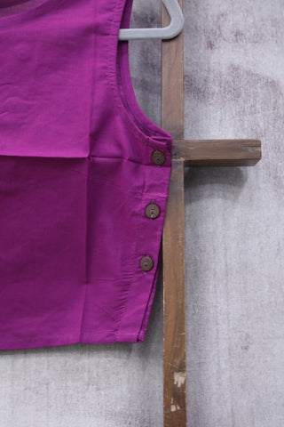 Purple Cotton Round-Neck Plain Blouse-SRPCRNPB07