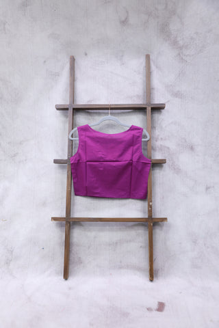 Purple Cotton Round-Neck Plain Blouse-SRPCRNPB07