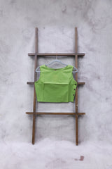 Green Cotton Round-Neck Plain Blouse-SRGCRNPB03