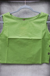 Green Cotton Round-Neck Plain Blouse-SRGCRNPB03