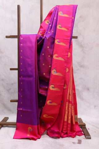 Two Tone Purple Gadwal Silk Saree - SRTTPGSS304