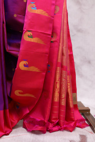 Two Tone Purple Gadwal Silk Saree - SRTTPGSS304