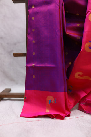 Two Tone Purple Gadwal Silk Saree - SRTTPGSS304